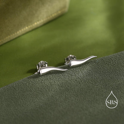 Sterling Silver Tiny Chili Pepper Stud Earrings, Available in Silver, Gold or Rose Gold Finish, Cute Fun Quirky, Gift for Her