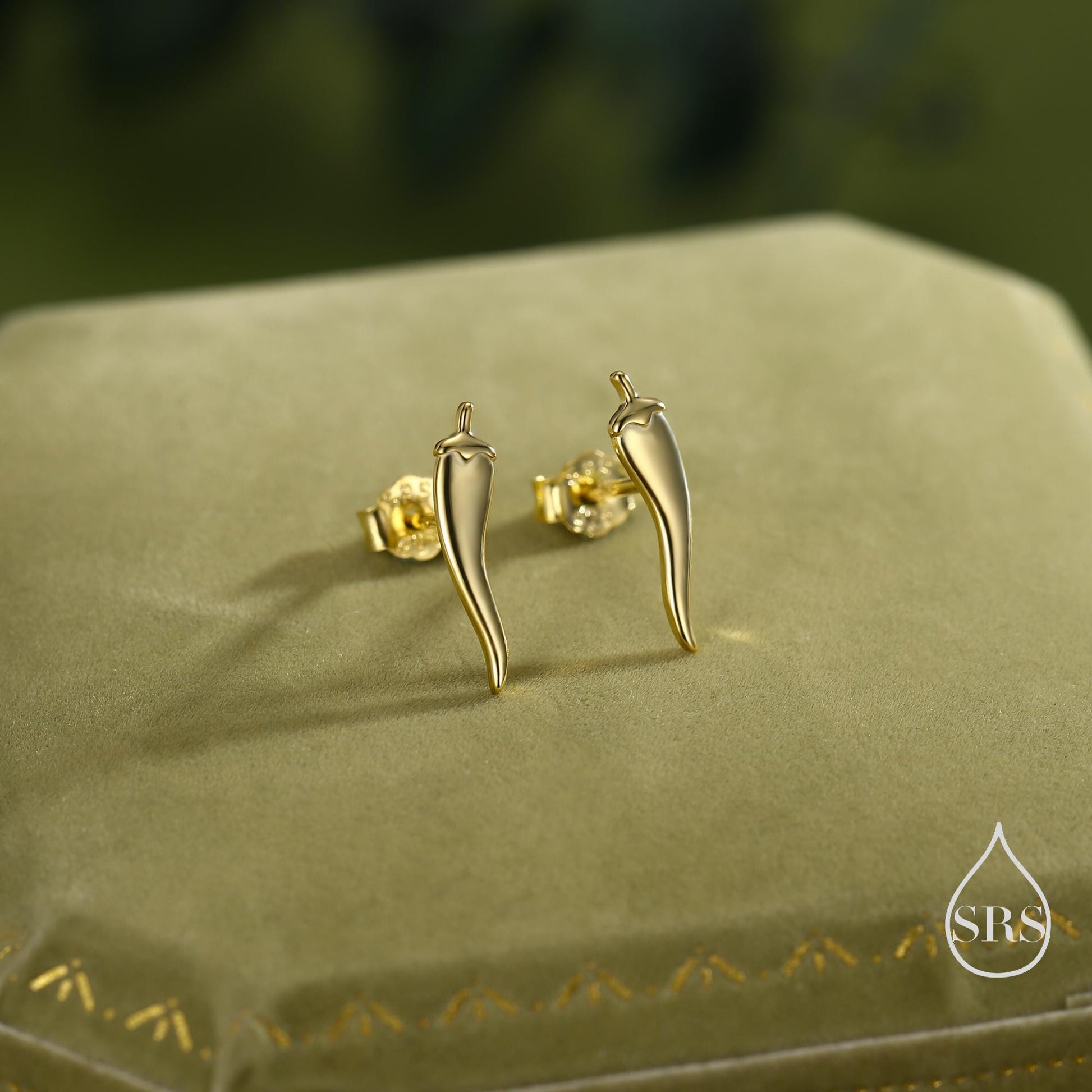 Sterling Silver Tiny Chili Pepper Stud Earrings, Available in Silver, Gold or Rose Gold Finish, Cute Fun Quirky, Gift for Her