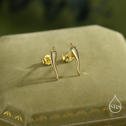 Sterling Silver Tiny Chili Pepper Stud Earrings, Available in Silver, Gold or Rose Gold Finish, Cute Fun Quirky, Gift for Her
