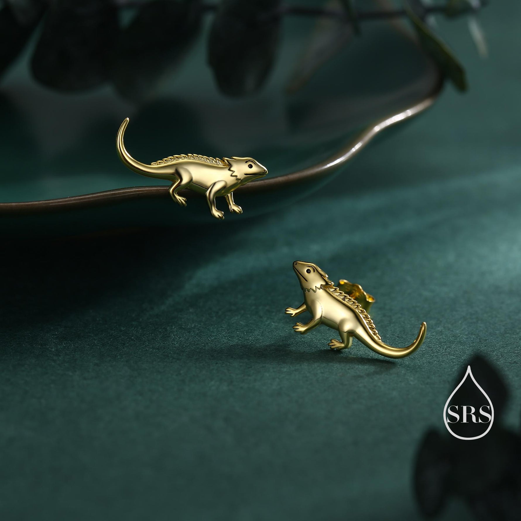 Tiny Bearded Dragon Stud Earrings in Sterling Silver, Silver or Gold or Rose Gold, Lizard Animal Earrings, Nature Inspired Pet Jewellery