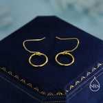 Open Circle Drop Hook Earrings in Sterling Silver, Silver, Gold or Rose Gold, Circle Earrings, Geometric Minimalist Earrings