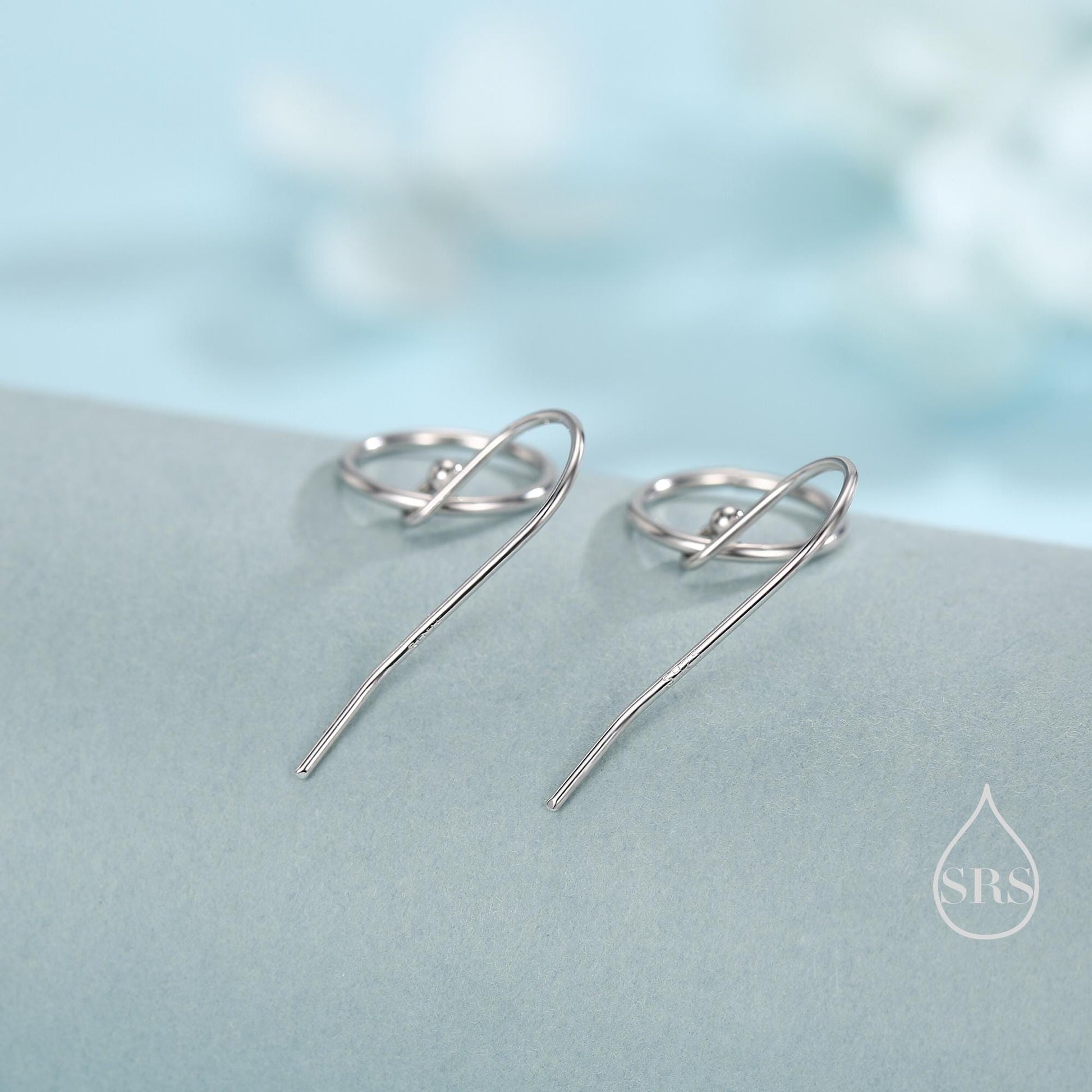 Open Circle Drop Hook Earrings in Sterling Silver, Silver, Gold or Rose Gold, Circle Earrings, Geometric Minimalist Earrings