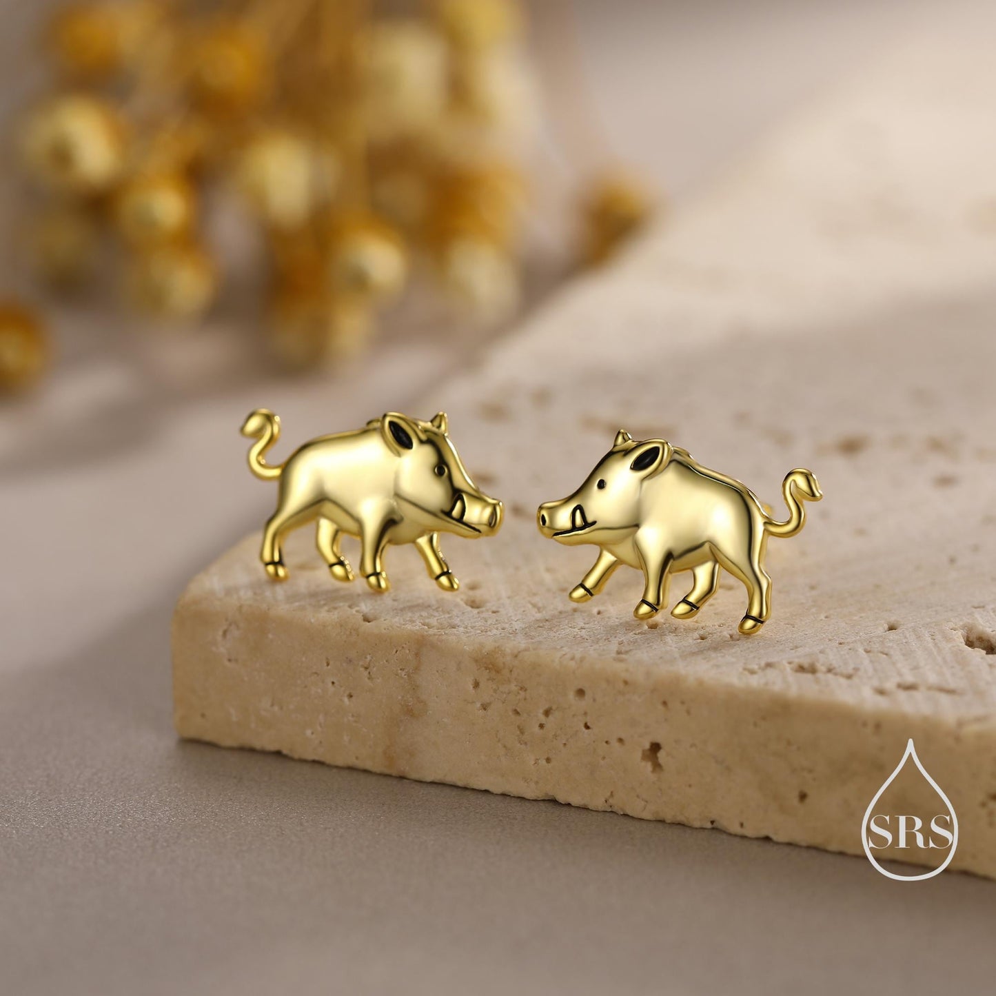 Sterling Silver Wild Boar Stud Earrings, Silver or Gold or Rose Gold, Boar Earrings, Pig Earrings, Wild Pig Earrings, Animal Jewellery