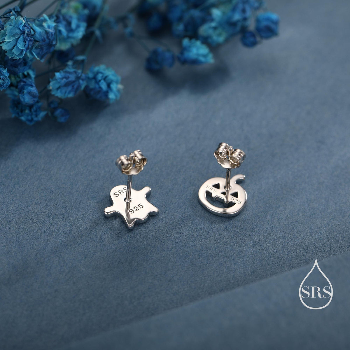 Mismatched Ghost and Pumpkin Stud Earrings