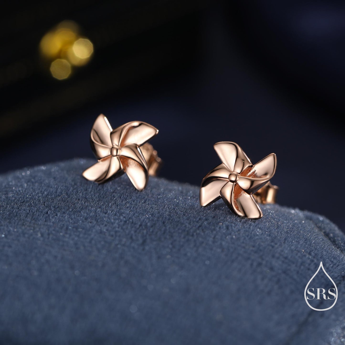 Sterling Silver Pinwheel Stud Earrings, Silver or Gold or Rose Gold, Pinwheel Earrings, Fun and Quirky Jewellery