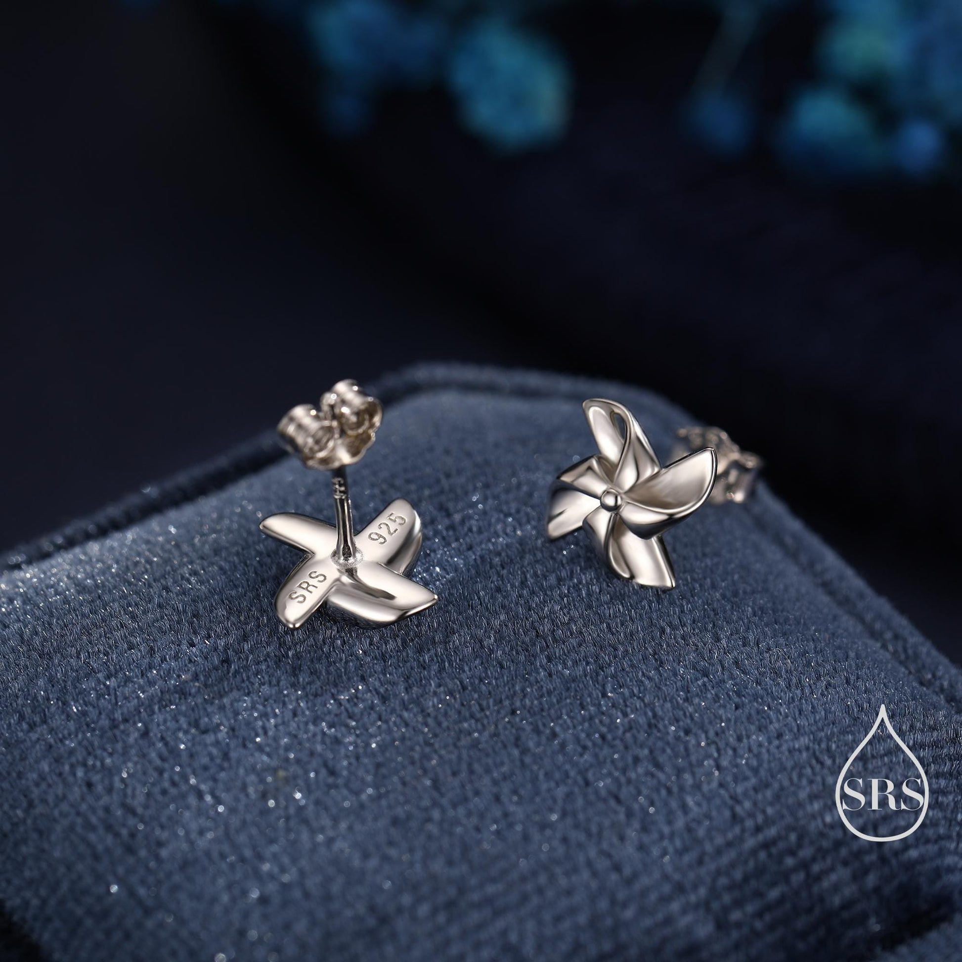Sterling Silver Pinwheel Stud Earrings, Silver or Gold or Rose Gold, Pinwheel Earrings, Fun and Quirky Jewellery