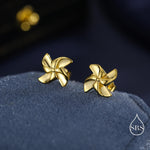 Sterling Silver Pinwheel Stud Earrings, Silver or Gold or Rose Gold, Pinwheel Earrings, Fun and Quirky Jewellery