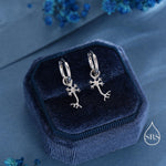Tiny Neuron Cell Huggie Hoops Earrings in Sterling Silver, Silver or Gold, Neurone Cell Nerve Earrings, Brain Earrings, Detachable Charms