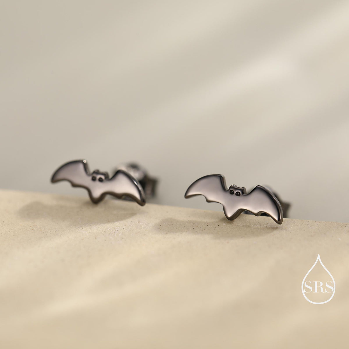 Tiny Bat Stud Earrings in Sterling Silver, Silver or Gold or Black, Simple Bat Earrings, Stacking Earrings, Animal Earrings