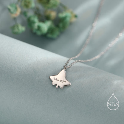 Ivy Leaf Pendant Necklace in Sterling Silver, Enamel Glaze Ivy Necklace, Playful and Quirky Leaf Necklace