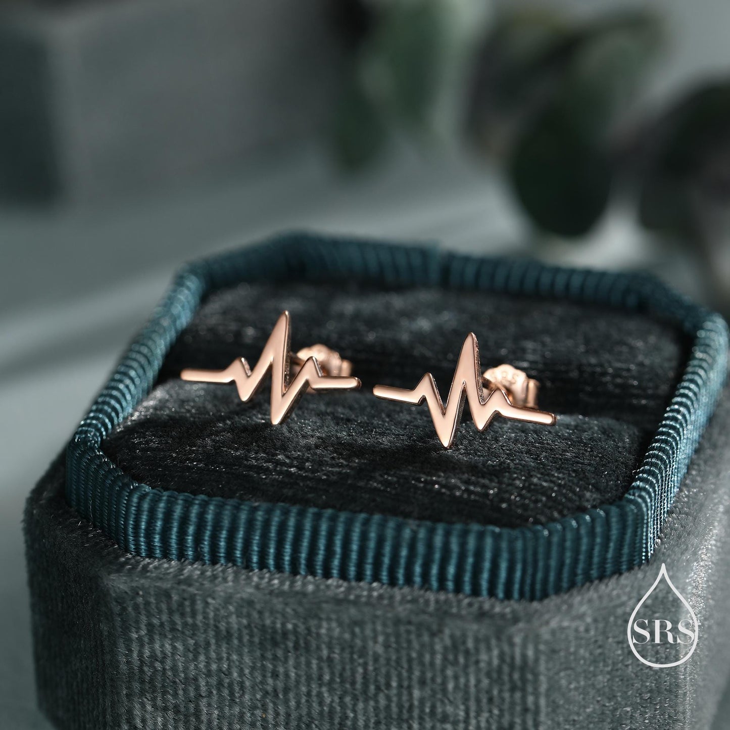 Sterling Silver Heart Beat Stud Earrings, Silver or Gold or Rose Gold, Heart Beat Anaogram Earrings, Cute and Quirky Earrings