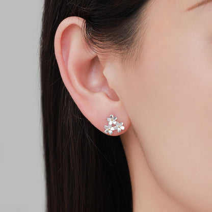 Cherry Blossom Flower Stud Earrings in Sterling Silver, Cherry Blossom Flower Earrings, Daisy Earrings, Flower Bouquets Earrings