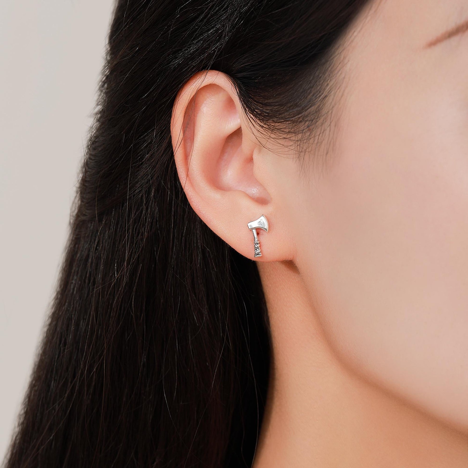 Sterling Silver Viking Axe Stud Earrings, Silver or Gold or Rose Gold Finish, Viking Jewellery