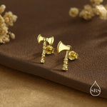 Sterling Silver Mismatched Viking Axe Stud Earrings, Silver or Gold or Rose Gold Finish, Viking Jewellery