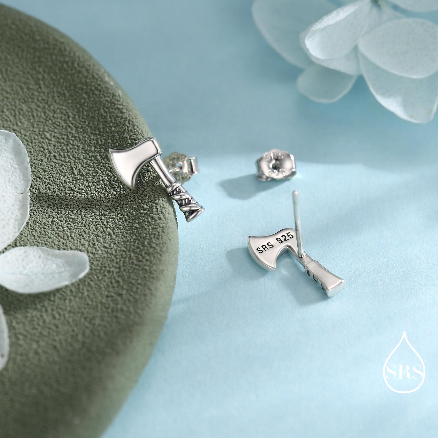 Sterling Silver Viking Axe Stud Earrings, Silver or Gold or Rose Gold Finish, Viking Jewellery