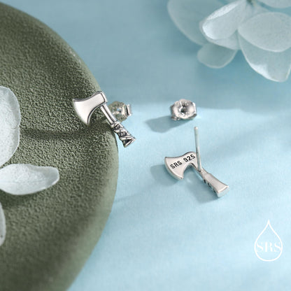 Sterling Silver Viking Axe Stud Earrings, Silver or Gold or Rose Gold Finish, Viking Jewellery