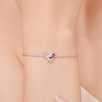 Delicate Robin Bird Bracelet in Sterling Silver with a Satellite Chain, Nature Inspired Bird Jewellery, Minimalist, Simple and Tiny