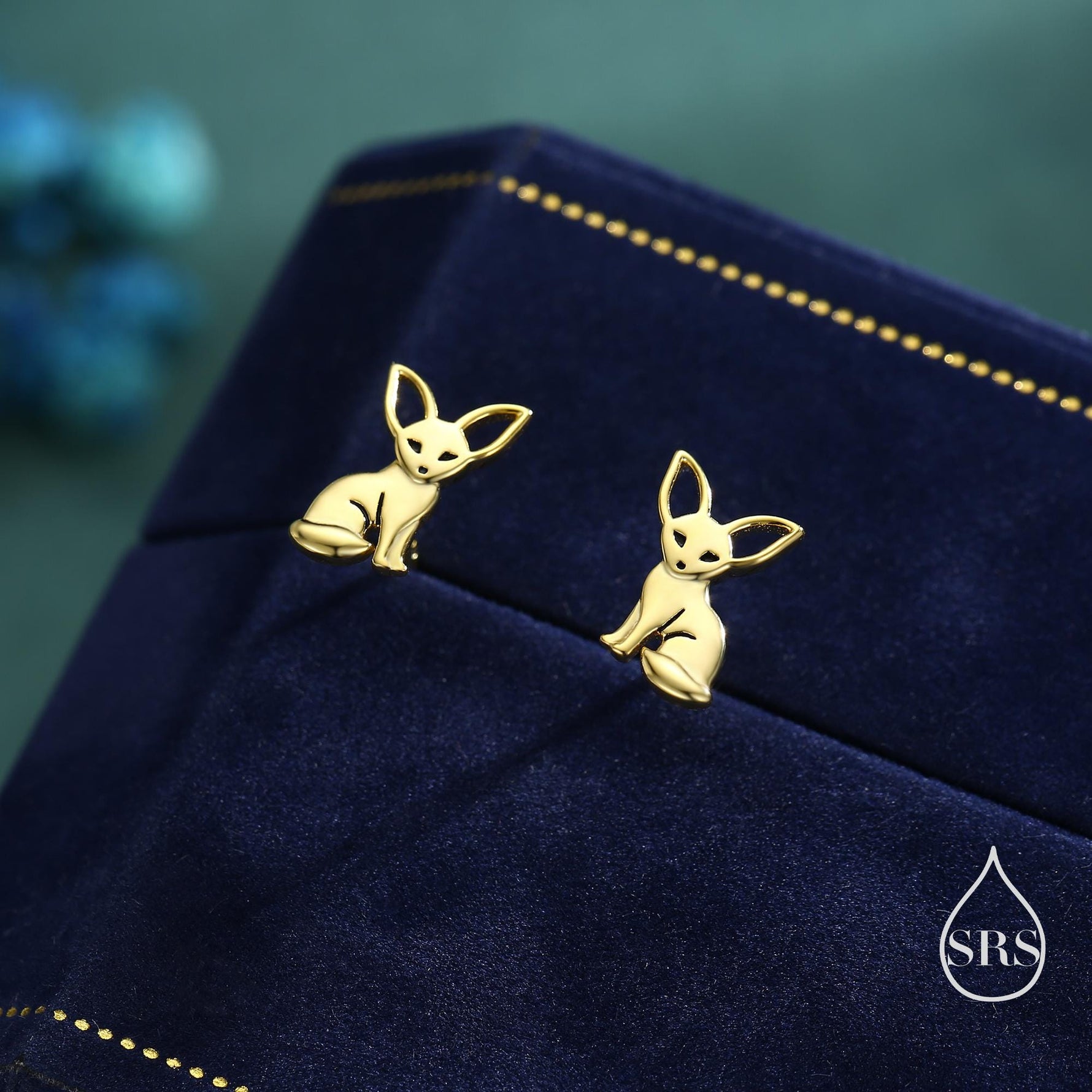 Sterling Silver Fennec Fox Stud Earrings, Silver or Gold or Rose Gold, Cute Fox Earrings, Cute and Quirky Earrings