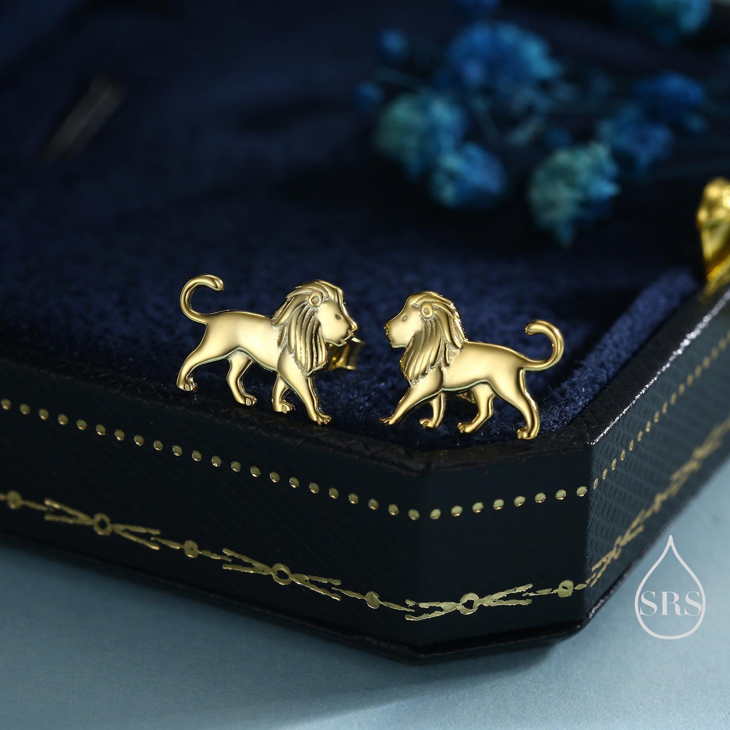 Sterling Silver Lion Stud Earrings, Silver, Gold or Rose Gold, Cute Lion Earrings, Cute and Quirky Earrings