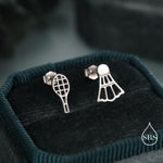Sterling Silver Mismatched Badminton Stud Earrings. Silver or Gold or Rose Gold, Fun and Playful Gift