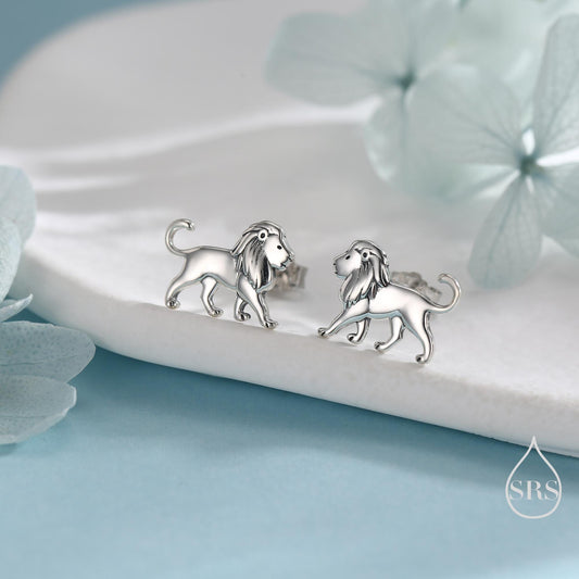 Sterling Silver Lion Stud Earrings, Silver, Gold or Rose Gold, Cute Lion Earrings, Cute and Quirky Earrings
