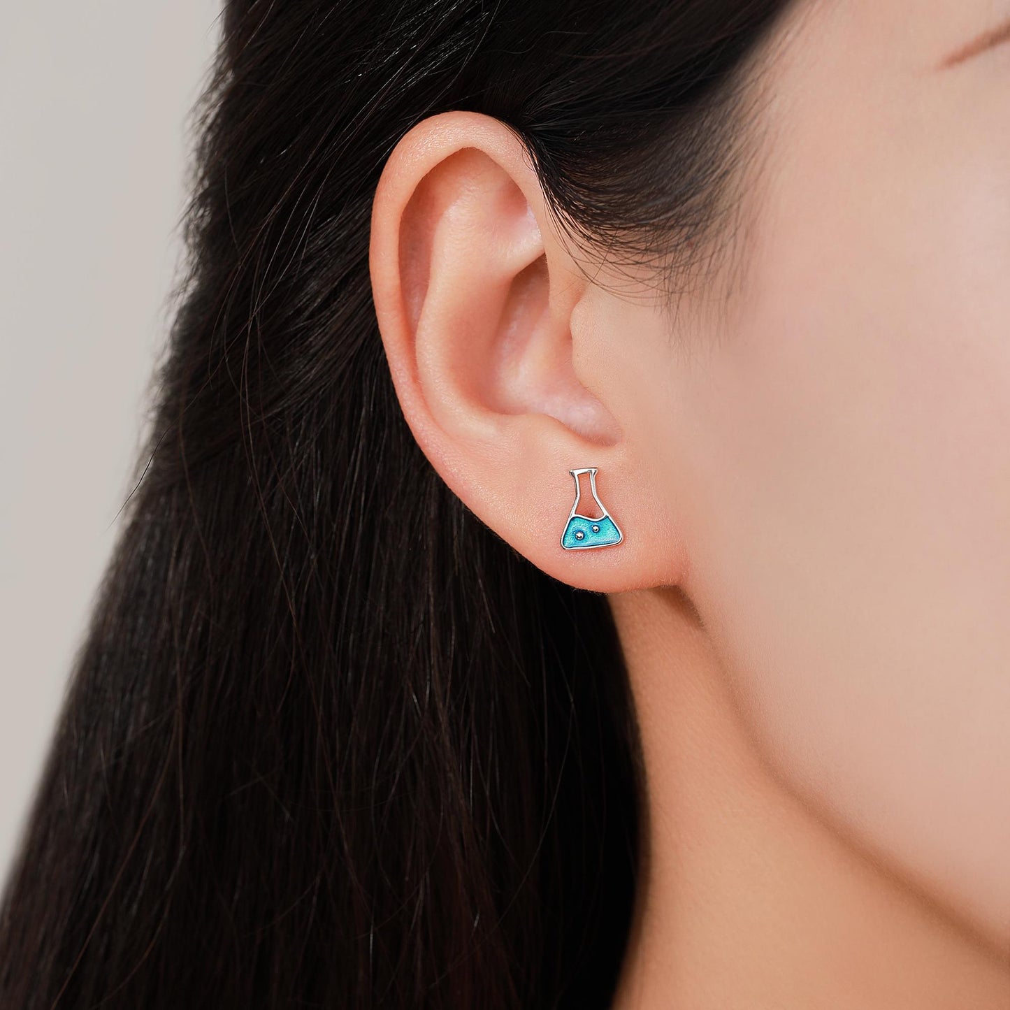 Sterling Silver Chemistry Flask Stud Earrings, Available in Silver, Gold or Rose Gold Finish, Cute Fun Quirky, Science Inspired