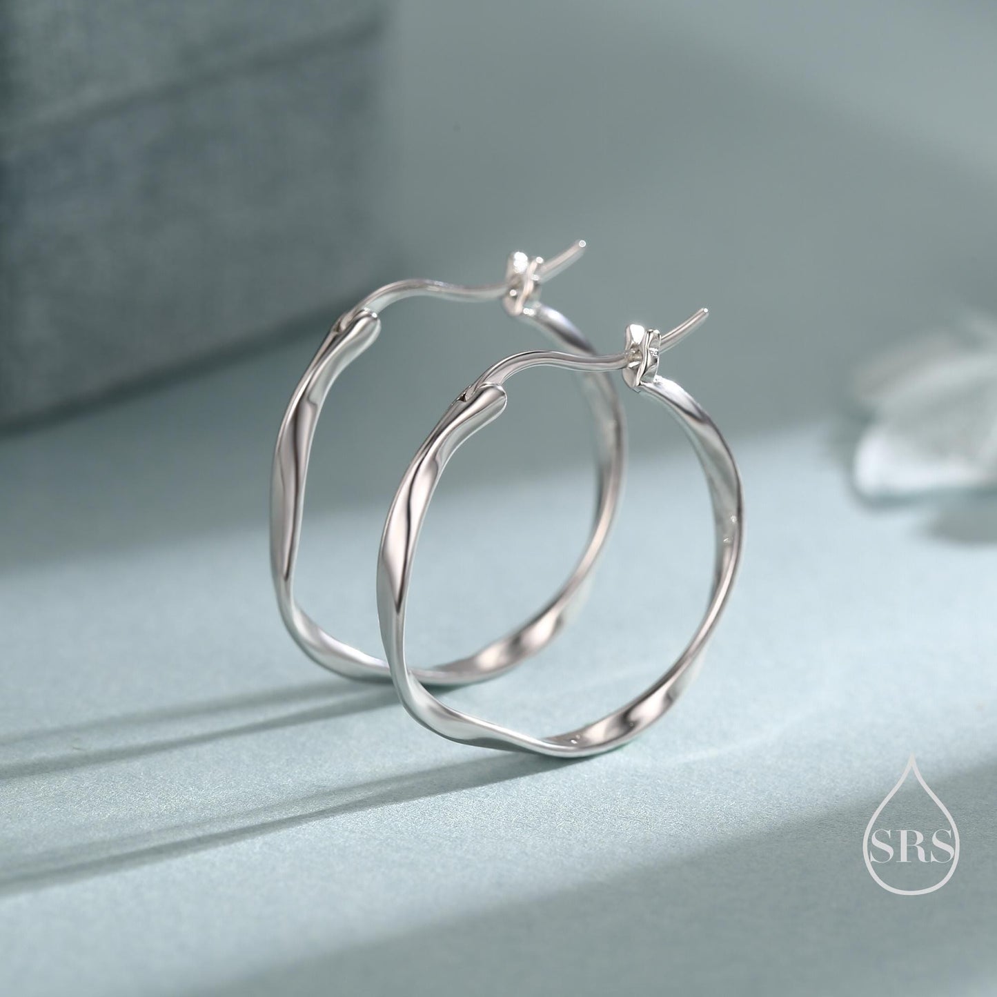 Large Mobius Hoop Earrings in Sterling Silver, Silver or Gold or Rose Gold, Large Twisted hoops, 20mm Hoops, Twist Hoops