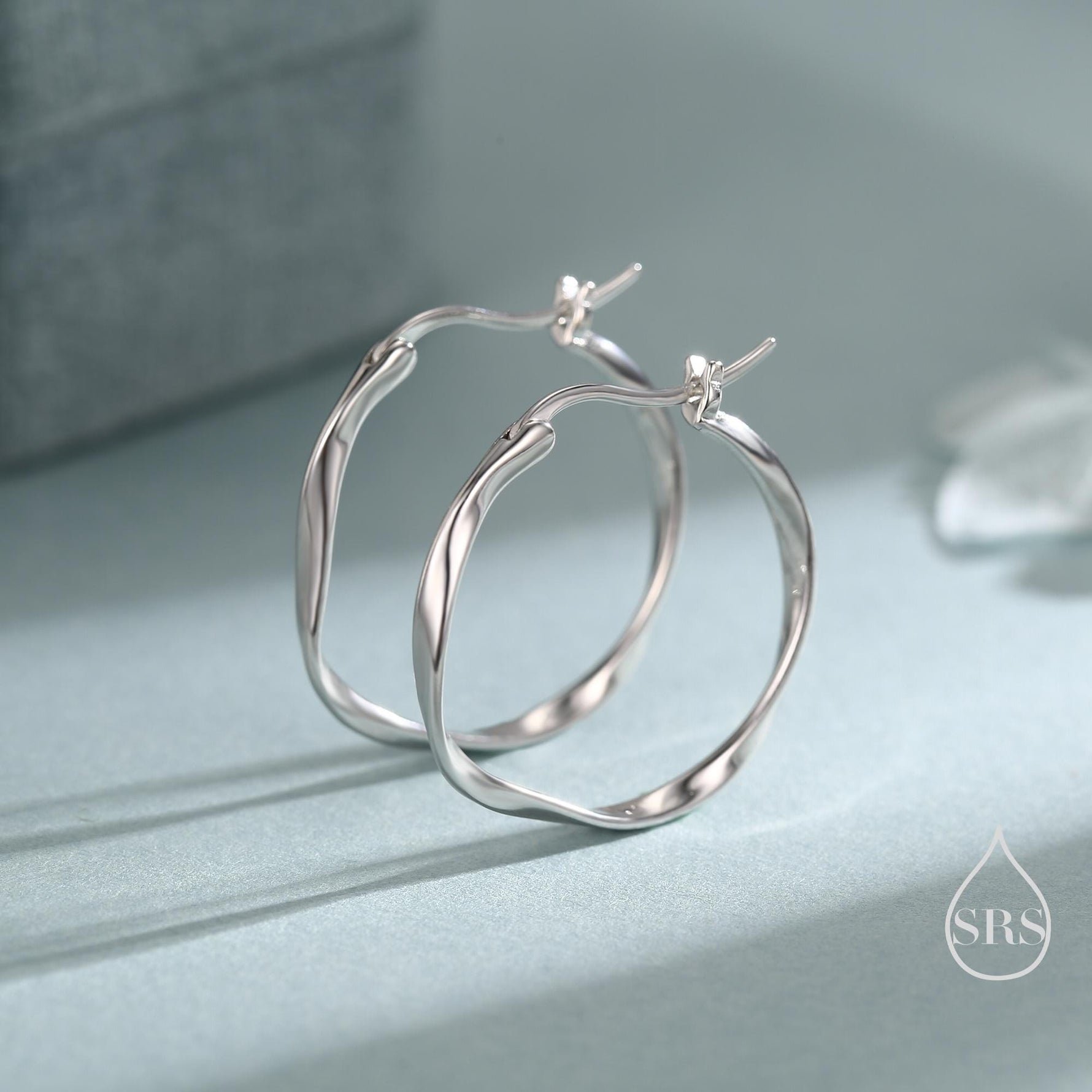 Large Mobius Hoop Earrings in Sterling Silver, Silver or Gold or Rose Gold, Large Twisted hoops, 20mm Hoops, Twist Hoops