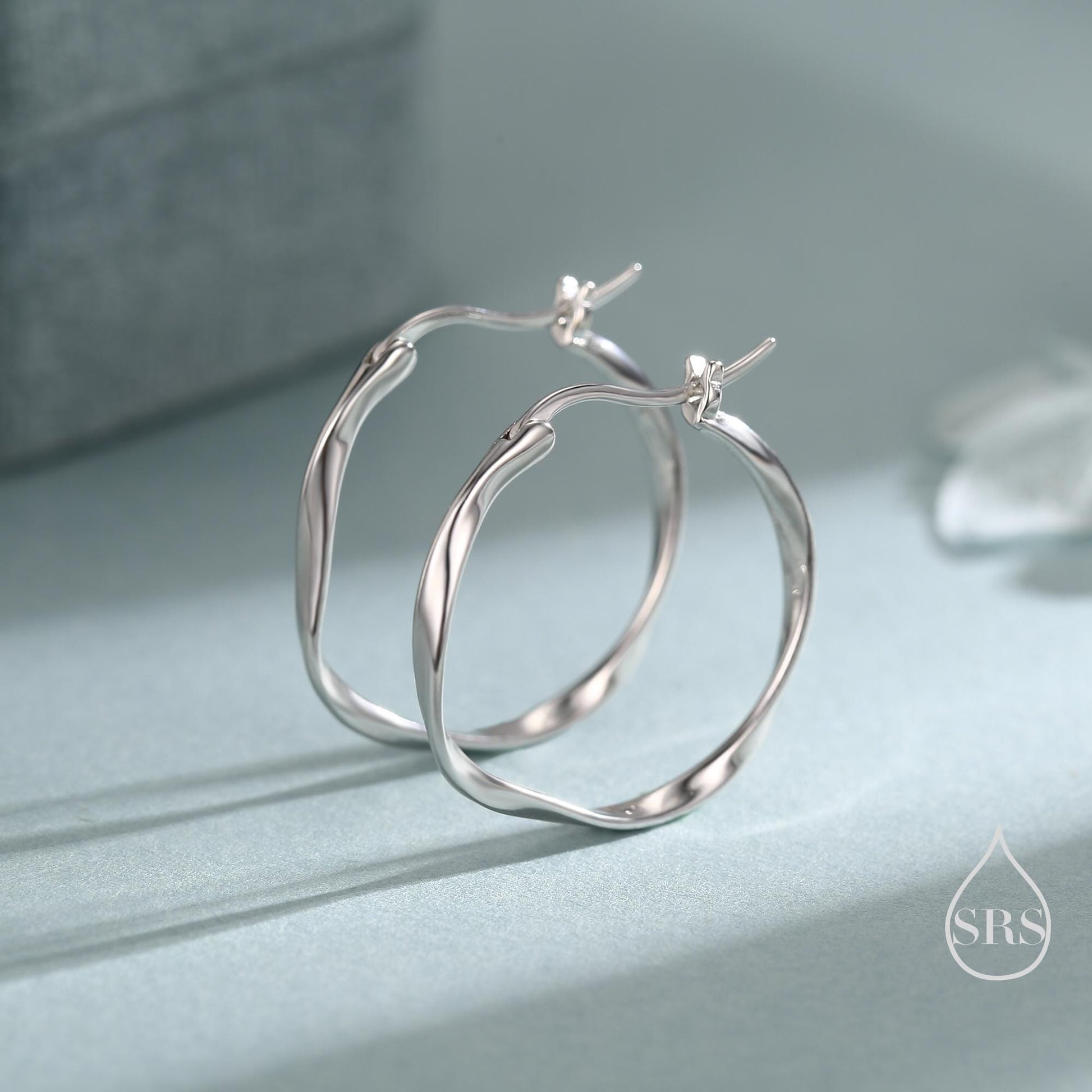 Large Mobius Hoop Earrings in Sterling Silver, Silver or Gold or Rose Gold, Large Twisted hoops, 20mm Hoops, Twist Hoops