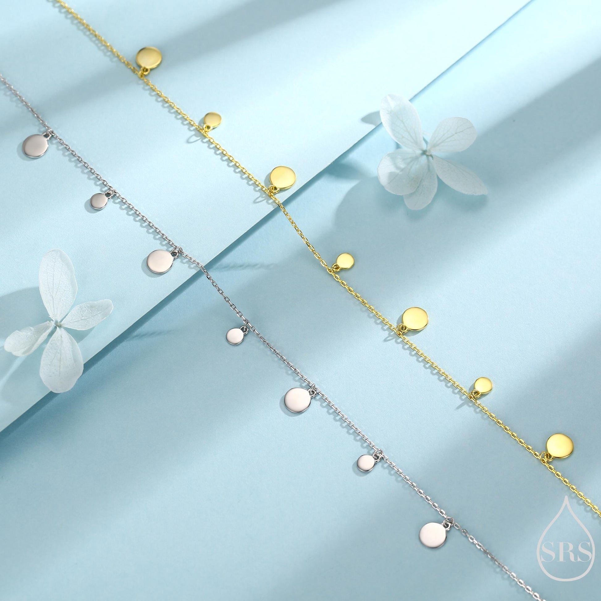 Dainty Disk Choker Necklace in Sterling Silver, Silver Disk Choker Collar Necklace, Silver or Gold