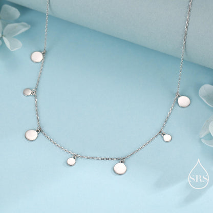 Dainty Disk Choker Necklace in Sterling Silver, Silver Disk Choker Necklace, Silver or Gold