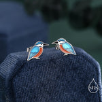 Sterling Silver Kingfisher Stud Earrings, Nature Inspired Bird Earrings,