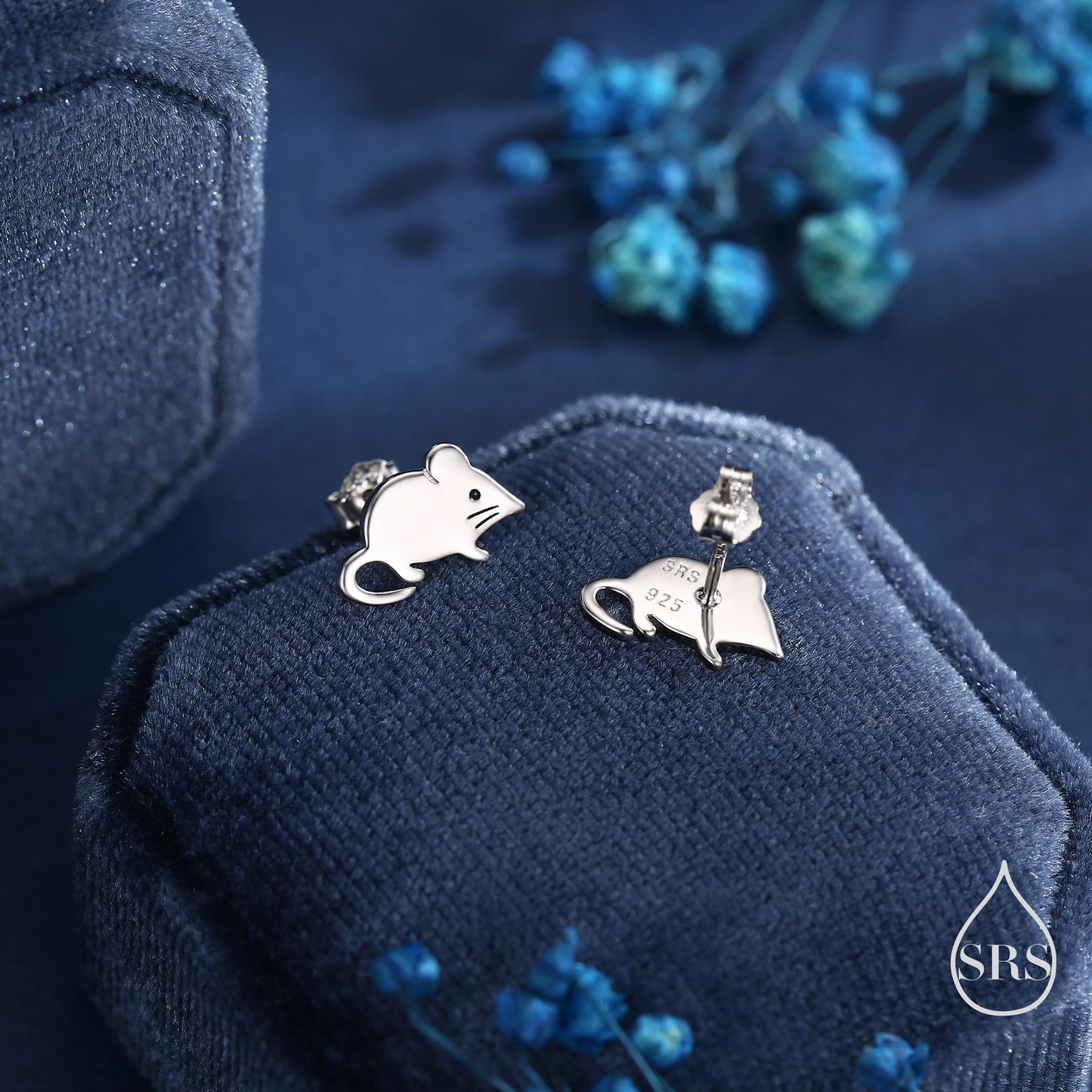 Cute Little Shrew Stud Earrings in Sterling Silver, Tiny Mouse Stud, Silver or Gold or Rose Gold, Fun Quirky Animal Jewellery