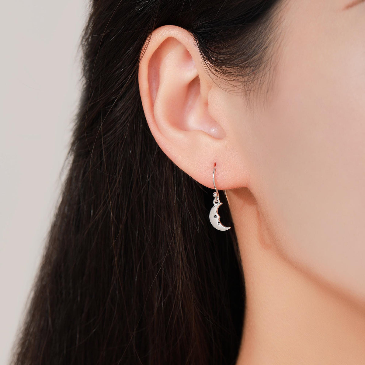 Extra Tiny Kawaii Star and Moon Dangle Drop Hook Earrings in Sterling Silver, Silver, Gold or Rose Gold, Tiny Star Dangle Earrings