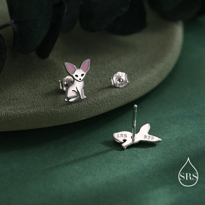 Fennec Fox Stud Earrings in Sterling Silver, Cute Fox Earrings, Cute and Quirky Earrings, Nature Inspired Earrings