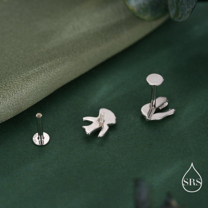 Mismatched Dinosaur Fossil Screw Back/Stud Earrings in Sterling Silver, Oxidised Finish, Quirky Dino, Asymmetric Dinosaur Earrings