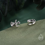 Mismatched Dinosaur Fossil Stud Earrings in Sterling Silver, Oxidised Finish