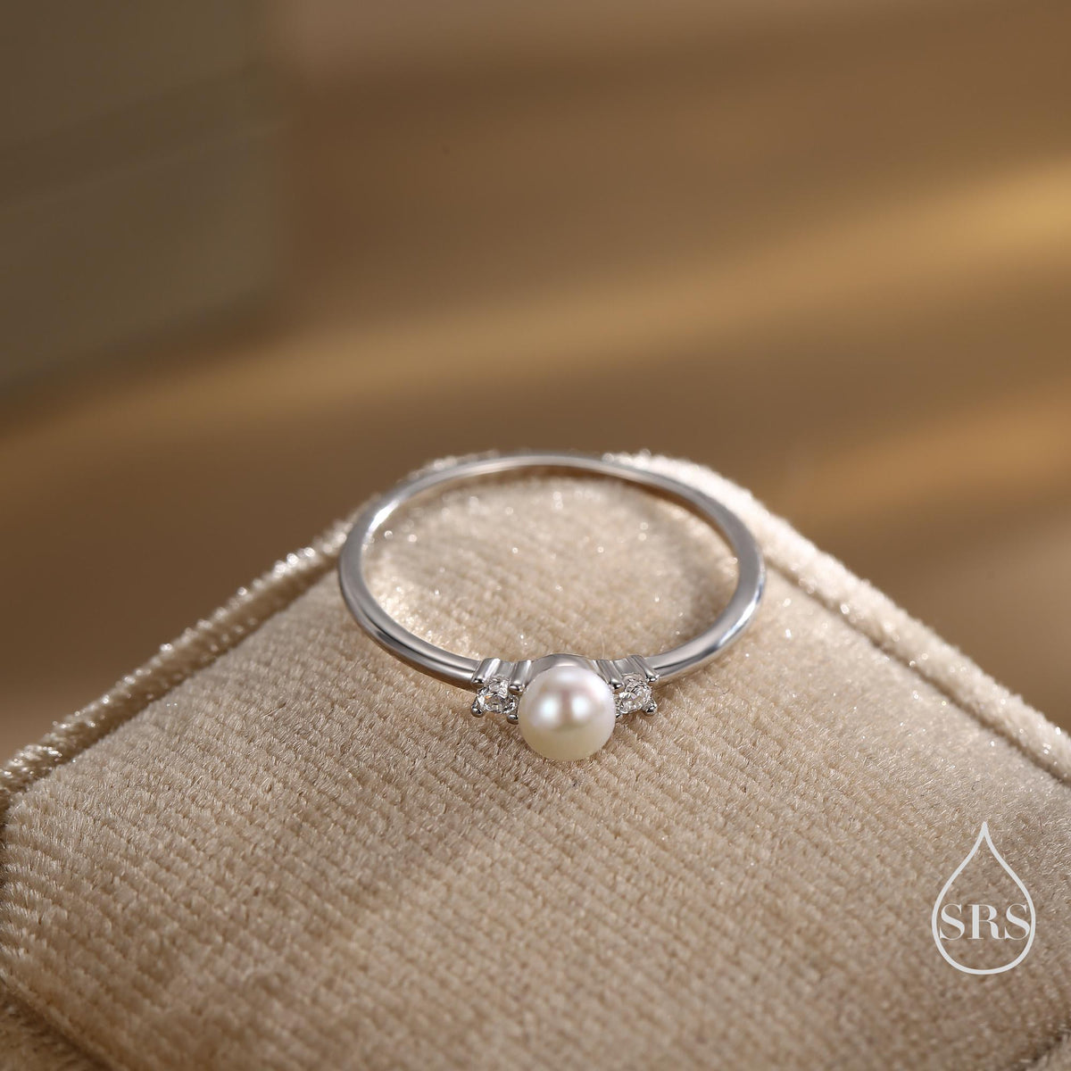 Freshwater Pearl CZ Gemstone Ring