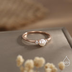 Freshwater Pearl CZ Gemstone Ring