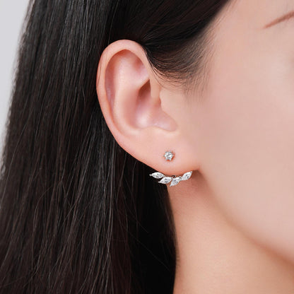 Marquise CZ Cluster Ear Jacket in Sterling Silver, Silver or Gold, CZ Ear Jacket, Marquise CZ, Front and Back Earrings
