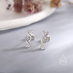 DNA Molecular Structure Stud Earrings in Sterling Silver, Available in Silver, Gold or Rose Gold Finish, Cute Fun Quirky Science Jewellery