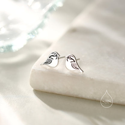 Sterling Silver Tiny Sparrow Bird Stud Earrings Earrings, Silver Sparrow Earrings, Cute Sparrow Earrings