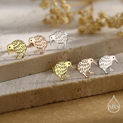 Sterling Silver Kiwi Bird Stud Earrings, Silver, Gold or Rose Gold, Animal Lover, Nature Inspired, New Zealand Native