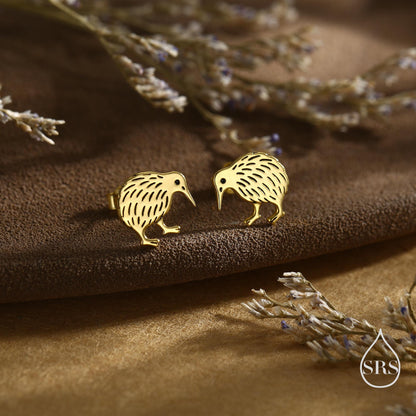 Sterling Silver Kiwi Bird Stud Earrings, Silver, Gold or Rose Gold, Animal Lover, Nature Inspired, New Zealand Native