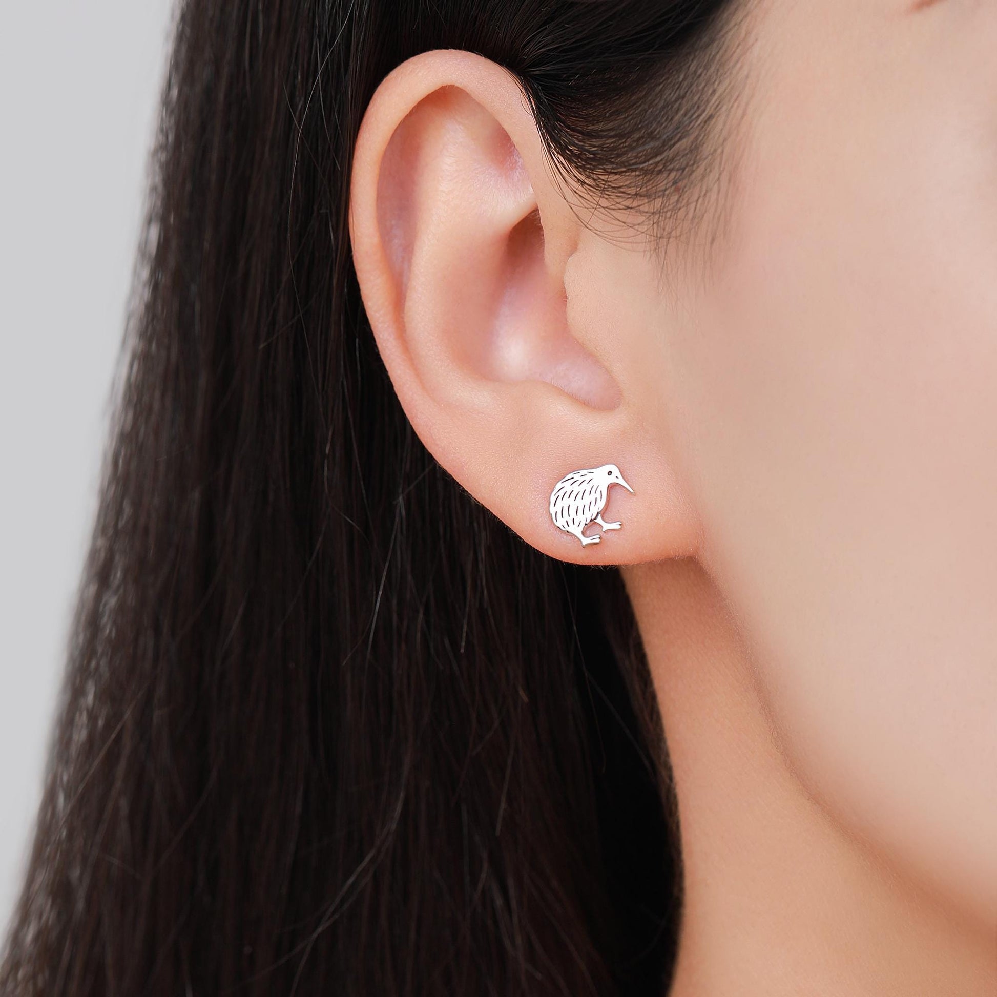Sterling Silver Kiwi Bird Stud Earrings, Silver, Gold or Rose Gold, Animal Lover, Nature Inspired, New Zealand Native