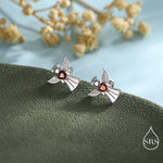 Angel Stud Earrings in Sterling Silver, Available in 3 Finishes - Silver, Gold and Rose Gold, Silver Angel Earrings