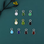 Charms for Huggie Hoops, Sterling Silver Droplet Charms for Earrings, Detachable, Silver or Gold, Customizable with Various Stone Options