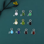 Charms for Huggie Hoops, Sterling Silver Droplet Charms for Earrings, Detachable, Silver or Gold, Customizable with Various Stone Options