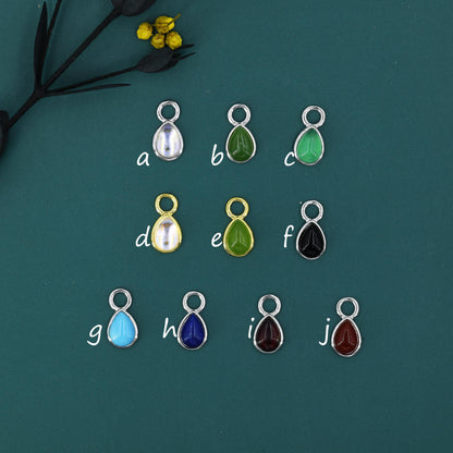 Charms for Huggie Hoops, Sterling Silver Droplet Charms for Earrings, Detachable, Silver or Gold, Customizable with Various Stone Options