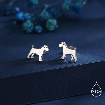 Schnauzer Dog Stud Earrings in Sterling Silver, Available in Silver or Gold or Rose Gold, Cute Dog Earrings, Animal Earrings, Pet Lover